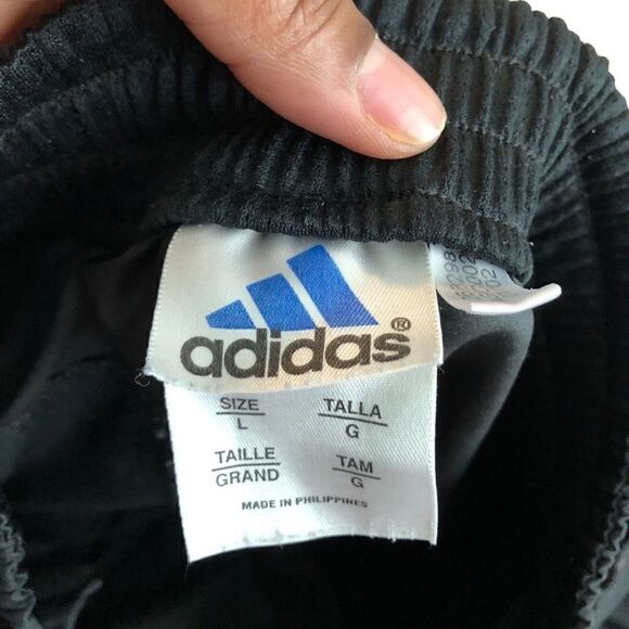VTG Adidas Track Pants Mens L Trefoil Black Soccer Snap Button Ripstop Sport - Picture 2 of 12